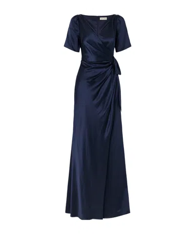 Saloni Marilyn Silk-satin Gown In Blue