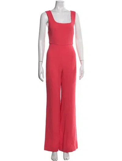 Pre-owned Saloni Square Neckline Jumpsuit In Red