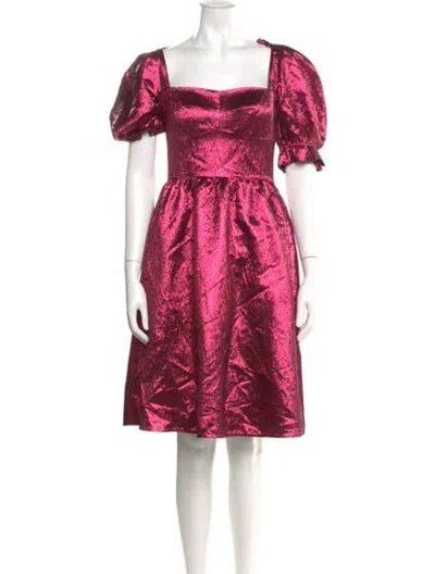 Pre-owned Saloni Square Neckline Knee-length Dress W/ Tags In Pink