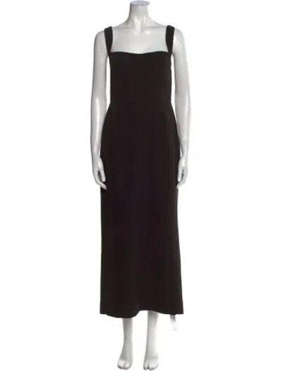 Pre-owned Saloni Square Neckline Long Dress In Black