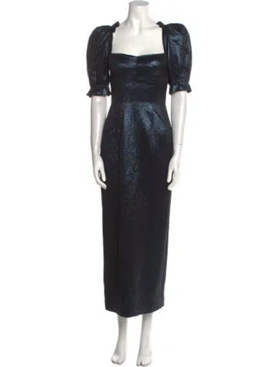 Pre-owned Saloni Square Neckline Long Dress In Black