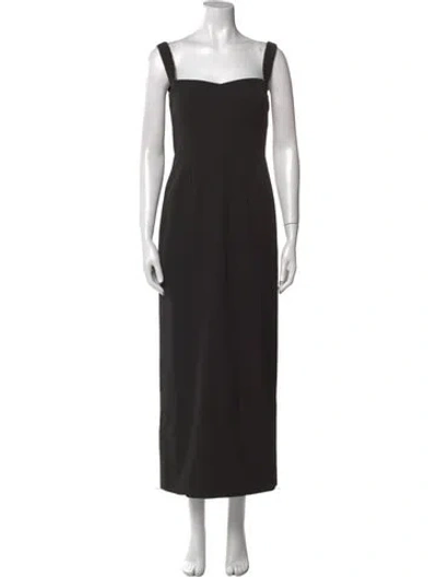 Pre-owned Saloni Square Neckline Long Dress In Black