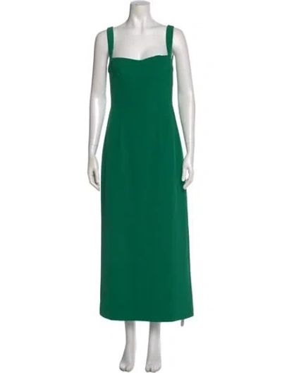 Pre-owned Saloni Square Neckline Long Dress In Green