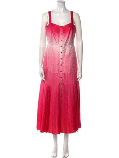 Pre-owned Saloni Square Neckline Long Dress In Red
