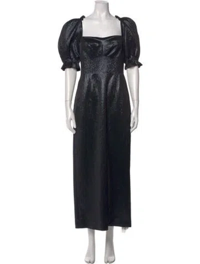 Pre-owned Saloni Square Neckline Long Dress W/ Tags In Black
