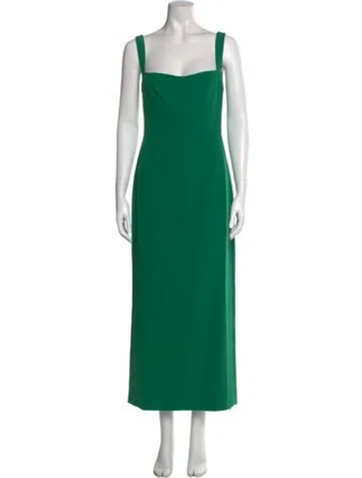 Pre-owned Saloni Square Neckline Long Dress W/ Tags In Green