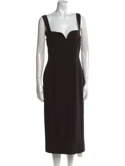 Pre-owned Saloni Square Neckline Midi Length Dress In Black