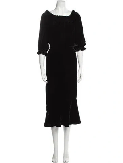 Pre-owned Saloni Square Neckline Midi Length Dress W/ Tags In Black