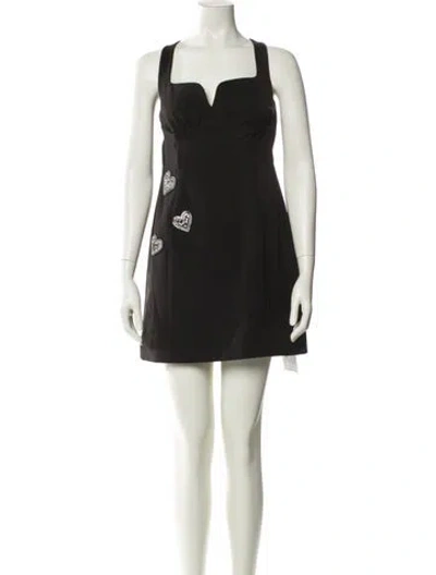 Pre-owned Saloni Square Neckline Mini Dress In Black