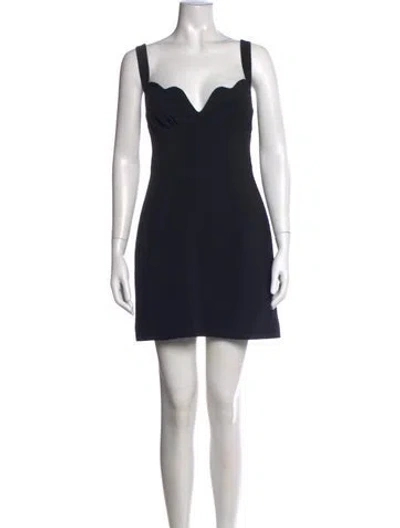Pre-owned Saloni Square Neckline Mini Dress In Black