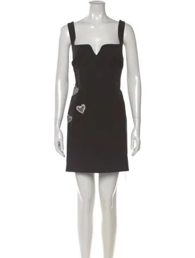 Pre-owned Saloni Square Neckline Mini Dress In Gray