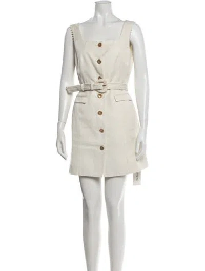 Pre-owned Saloni Square Neckline Mini Dress In White