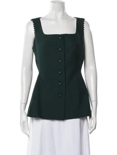 Pre-owned Saloni Square Neckline Sleeveless Top In Green