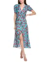 Saloni Stamped Silk Midi Dress In Blue