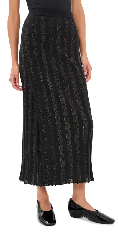 Saloni Stripe Skirt Black/black Gold