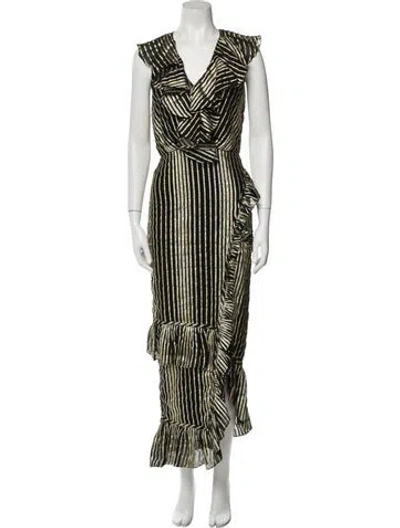 Pre-owned Saloni Striped Long Dress