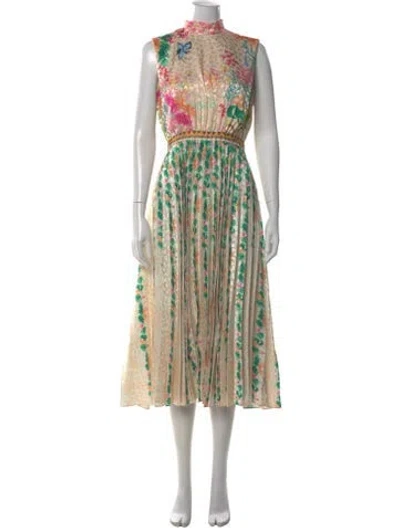 Pre-owned Saloni Striped Long Dress