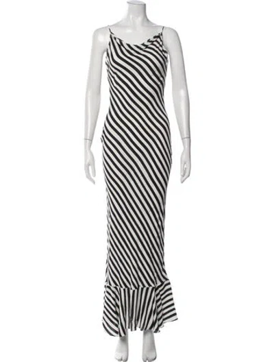 Pre-owned Saloni Striped Long Dress In Multi