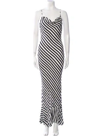 Pre-owned Saloni Striped Long Dress In Neutral