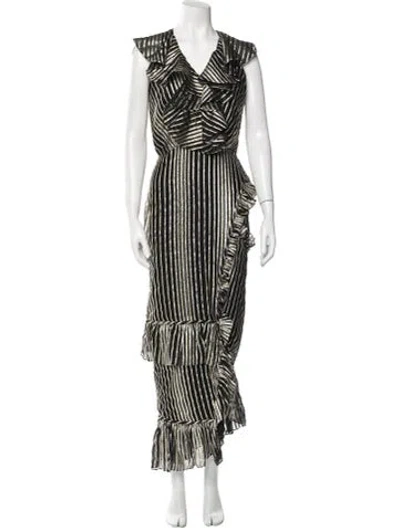 Pre-owned Saloni Striped Long Dress W/ Tags