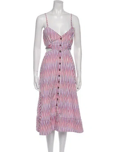 Pre-owned Saloni Striped Midi Length Dress In Multi