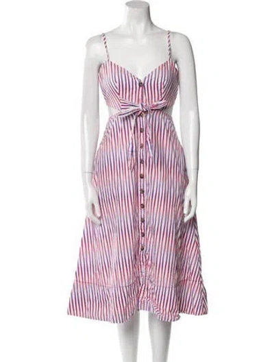 Pre-owned Saloni Striped Midi Length Dress In Multi