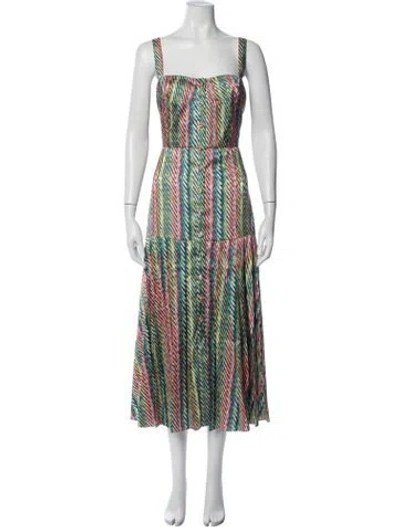 Pre-owned Saloni Striped Midi Length Dress W/ Tags In Orange