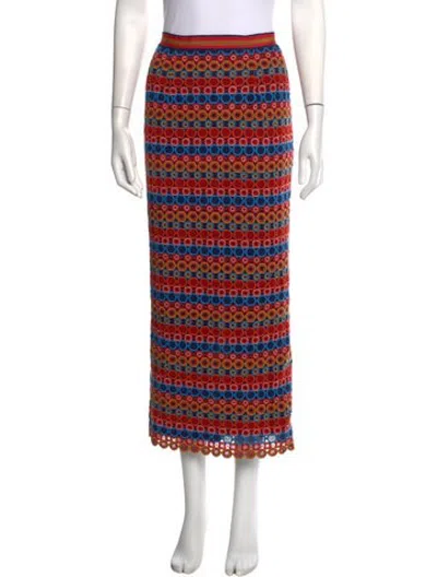 Pre-owned Saloni Striped Midi Length Skirt In Blue