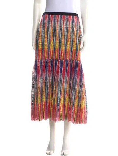 Pre-owned Saloni Striped Midi Length Skirt W/ Tags In Pink