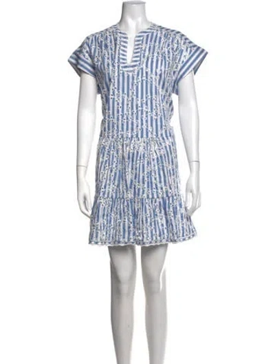 Pre-owned Saloni Striped Mini Dress In Blue/white