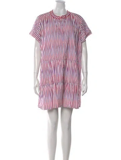 Pre-owned Saloni Striped Mini Dress In Red