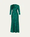 Saloni Sylvie Floral High-neck Dress In Green