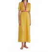 Saloni Silk Tabitha Flared Dress With Plant Pattern In Yellow