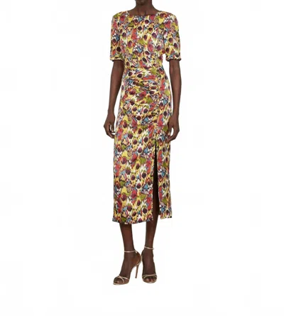 Saloni Tao Midi Dress In Astilbe Rouge In Multi