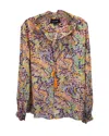 Saloni Tassel Detail Printed Blouse In Multicolor Silk In Multi