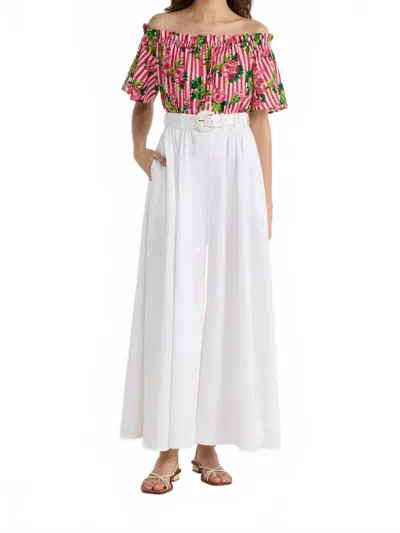 Saloni Tess Top In Pivoines Stripe In Multi