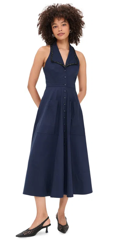 Saloni The Jessica Dress True Navy In Blue