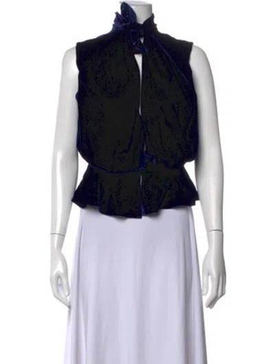 Pre-owned Saloni Tie Neck Sleeveless Top W/ Tags In Black