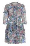Saloni Tilly Ruffled Printed Silk-chiffon Mini Dress