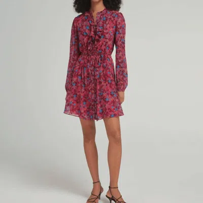 Saloni Tilly Ruffle-c Dress In Magenta In Multi