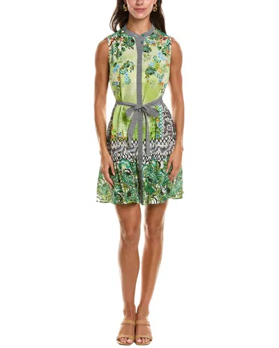 Saloni Tilly Silk Crepe De Chine Mini Dress In Green