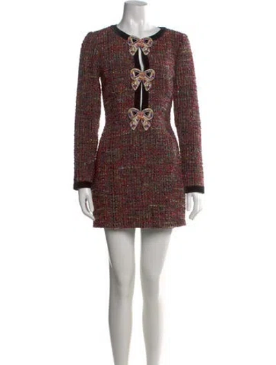 Pre-owned Saloni Tweed Pattern Mini Dress