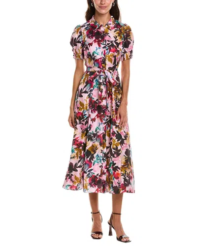 Saloni Vanessa Dotty Stamped Satin Silk Dress In Multi
