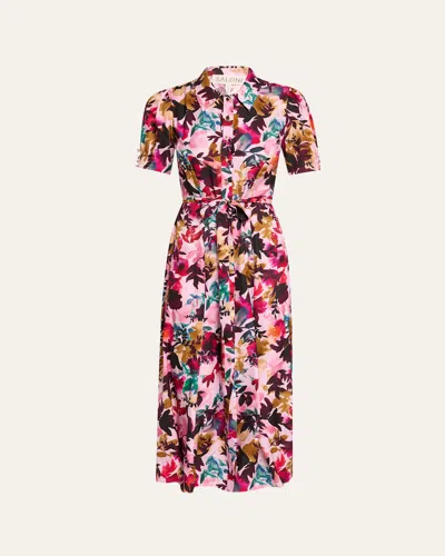 Saloni Vanessa Floral Shirtdress In 2290-watercolour Flourish