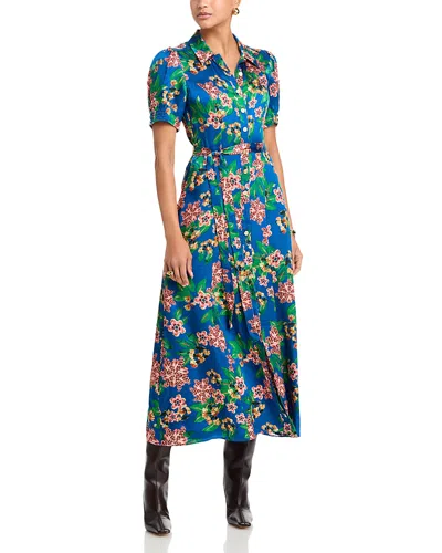 Saloni Vanessa-d Silk Shirt Dress In Blue