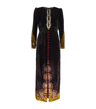 Saloni Velvet Jinx C Midi Dress In Black