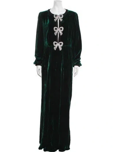 Pre-owned Saloni Velvet Long Dress W/ Tags In Green