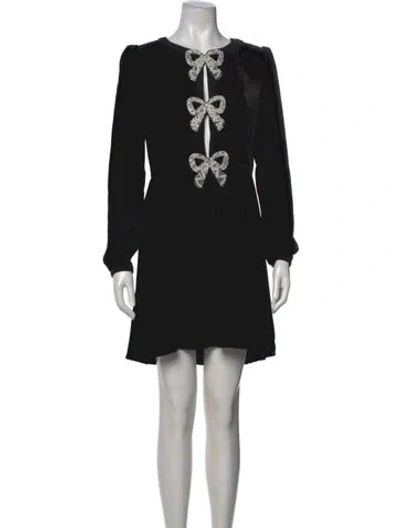 Pre-owned Saloni Velvet Mini Dress In Black