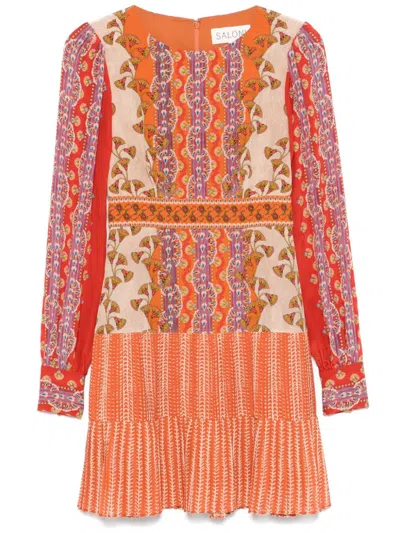 Saloni Vera Mini Dress In Orange