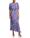 Saloni Vida D Silk Dress In Paeonia Fuchsia